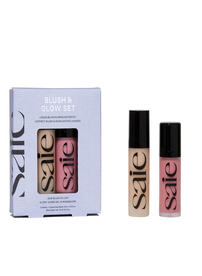 Saie Blush & Glow Holiday Gift Set - Dew Blush for Cheeks & Glowy Super Gel Liquid Highlighter - Skincare Infused Everyday Makeup - Beauty Stocking Stuffers for Dewy, Glowing Skin - Vegan (2 Count) - Image 1